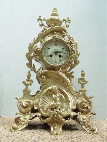French Brass Clock After Restoration